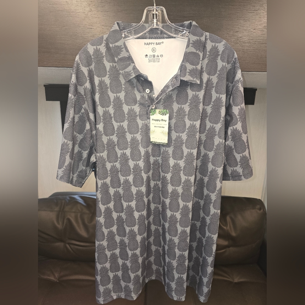Happy Bay Men's Gray Pineapple Print Casual Shirt